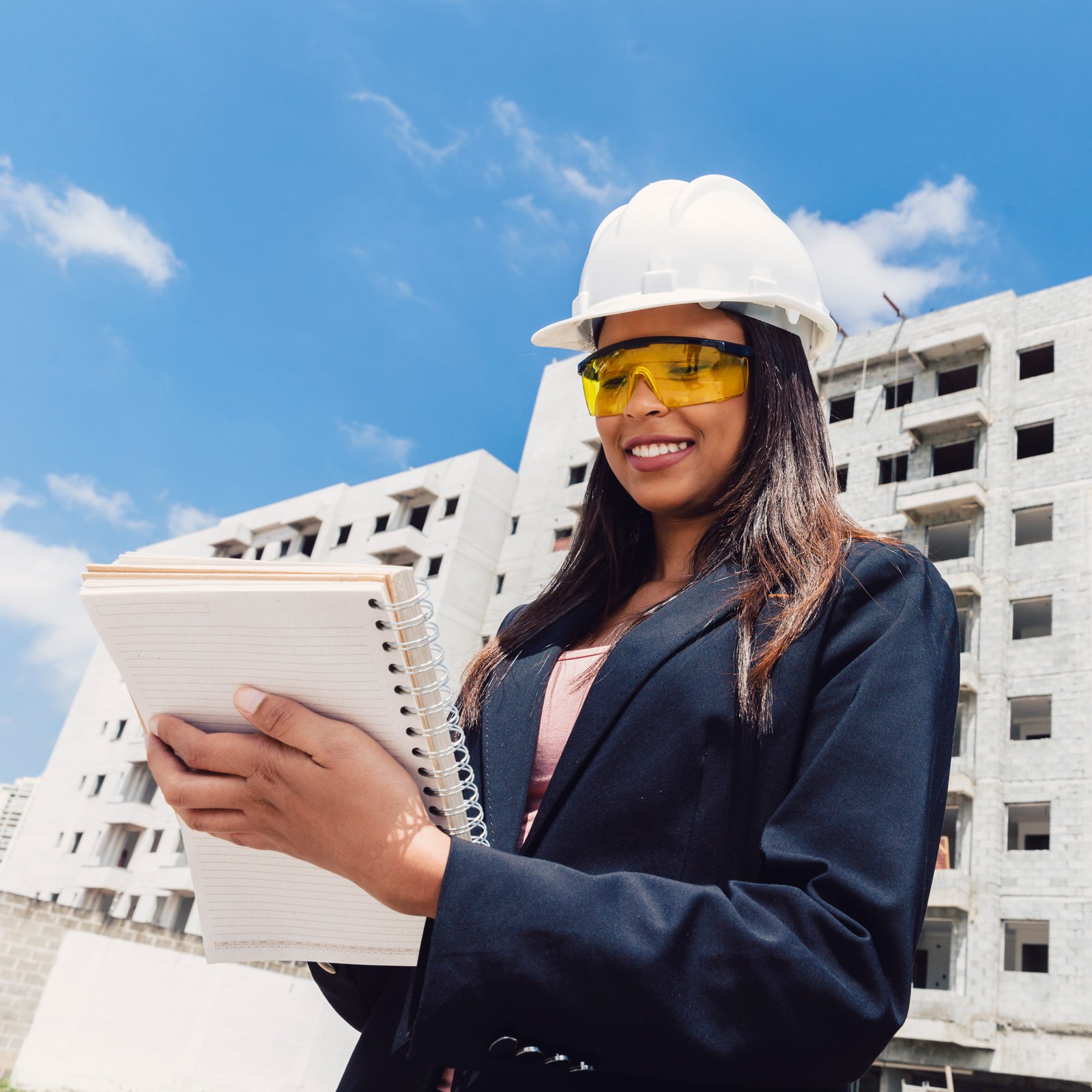 Professionnelle du BTP sur un chantier